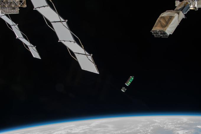 Arkyd 3 Reflight deploying from the ISS