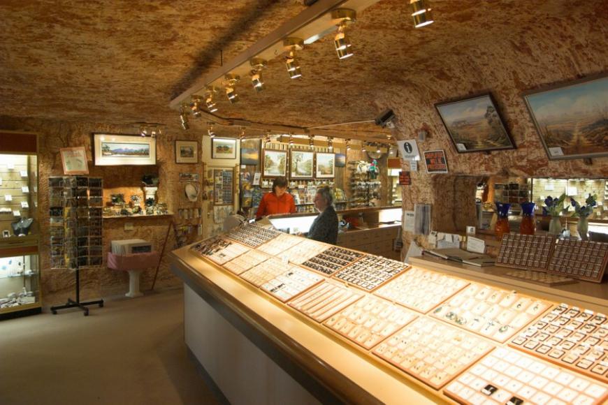 A jewellery shop in the underground village of Coober Pedy