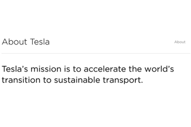 Tesla&#039;s old mission statement