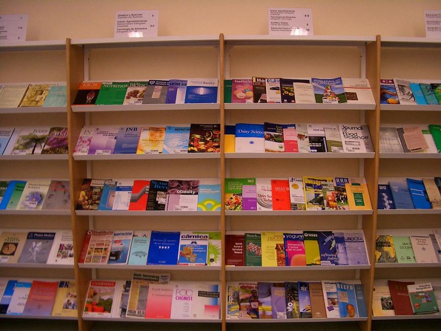 Shelves of academic journals