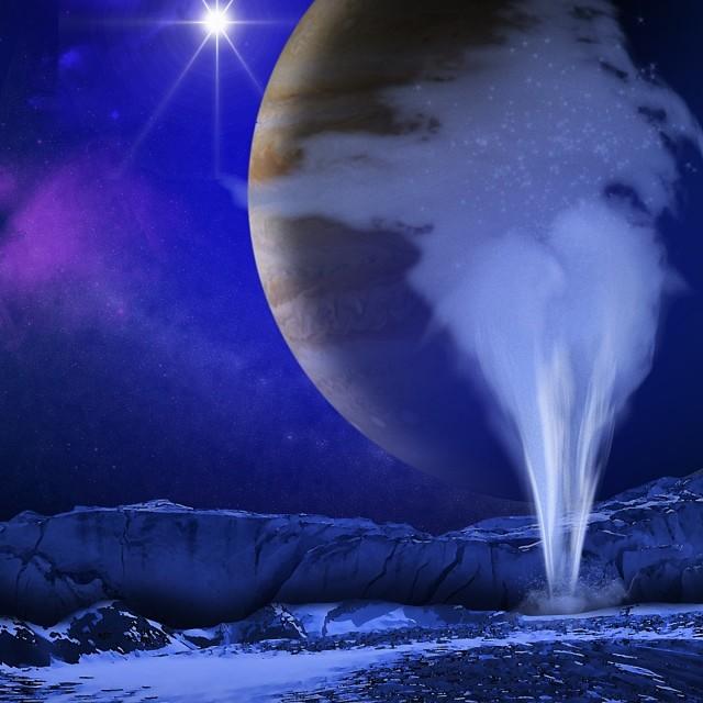 Ice on a planet in space