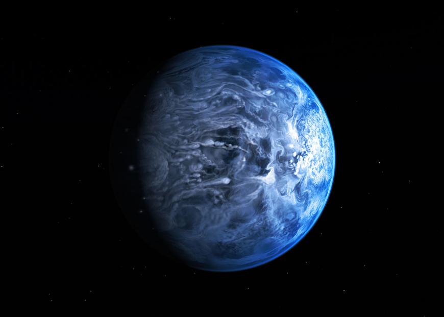 Artist&#039;s concept of the blue exoplanet HD 189733 b