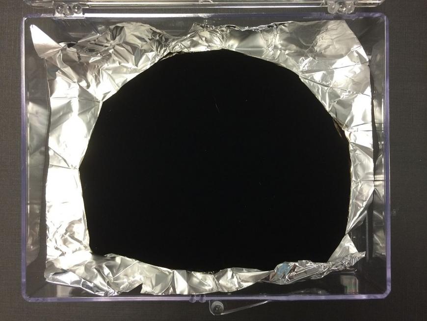 Vantablack (the world&#039;s darkest substance) in aluminum foil