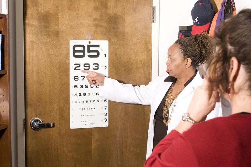 Eye test with the ophthalmologist.