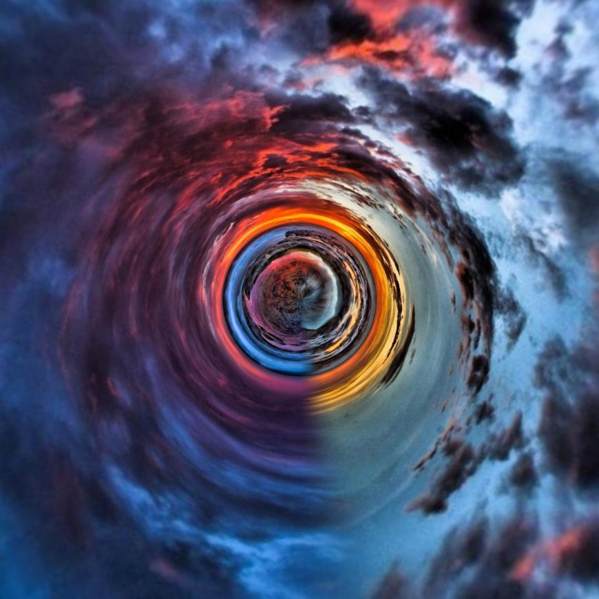 Photo edited to look like a wormhole in the sky