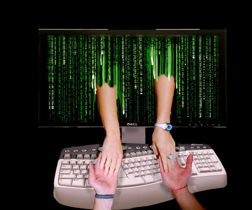 Artist&#039;s impression of holding hands through a digital interface