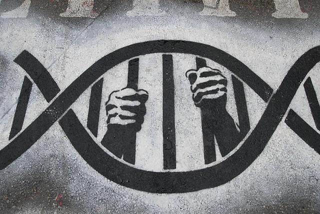 Graffiti design of DNA symbolizing prison bars