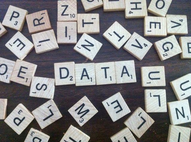 Data spelled out in Scrabble tiles 
