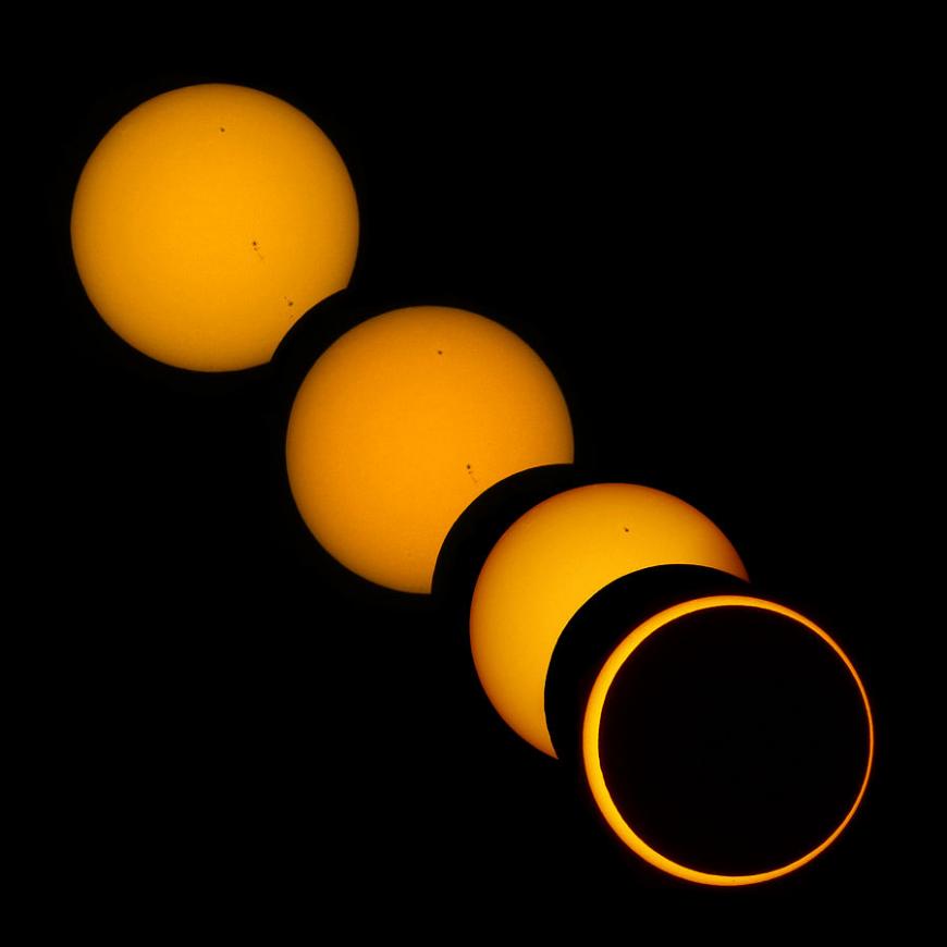 Partial and annular phases of solar eclipse on May 20, 2012