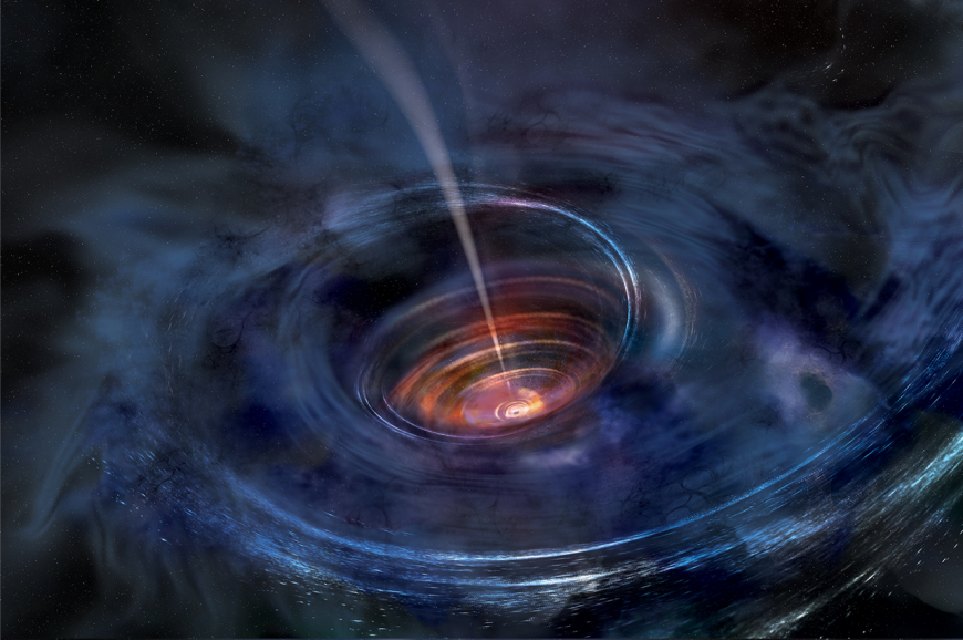 Artist&#039;s rendering of an accretion disk around a supermassive black hole