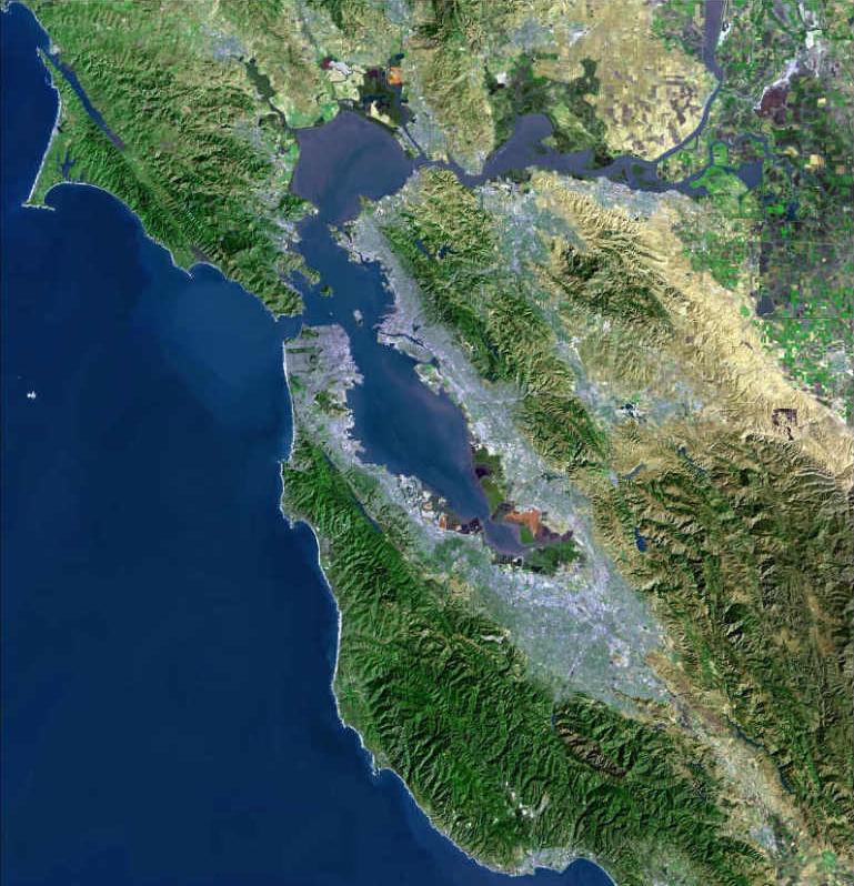 USGS satellite photo of the San Francisco Bay Area