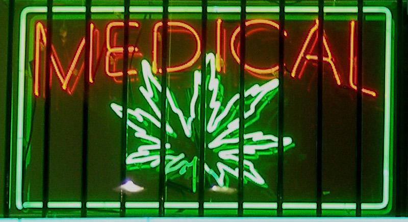 Neon sign advertizing medical marijuana