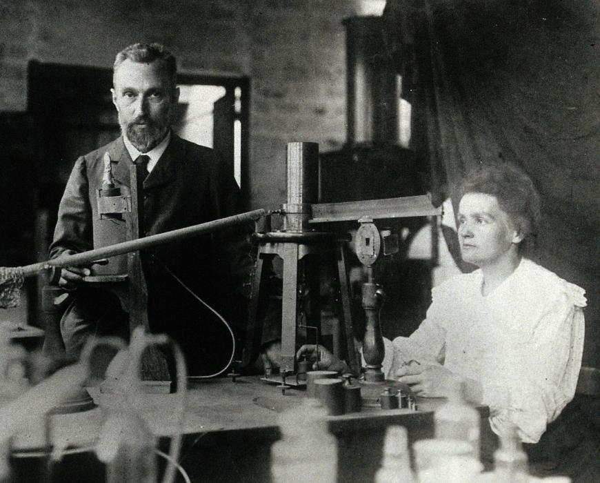 Marie and Pierre Curie in the laboratory