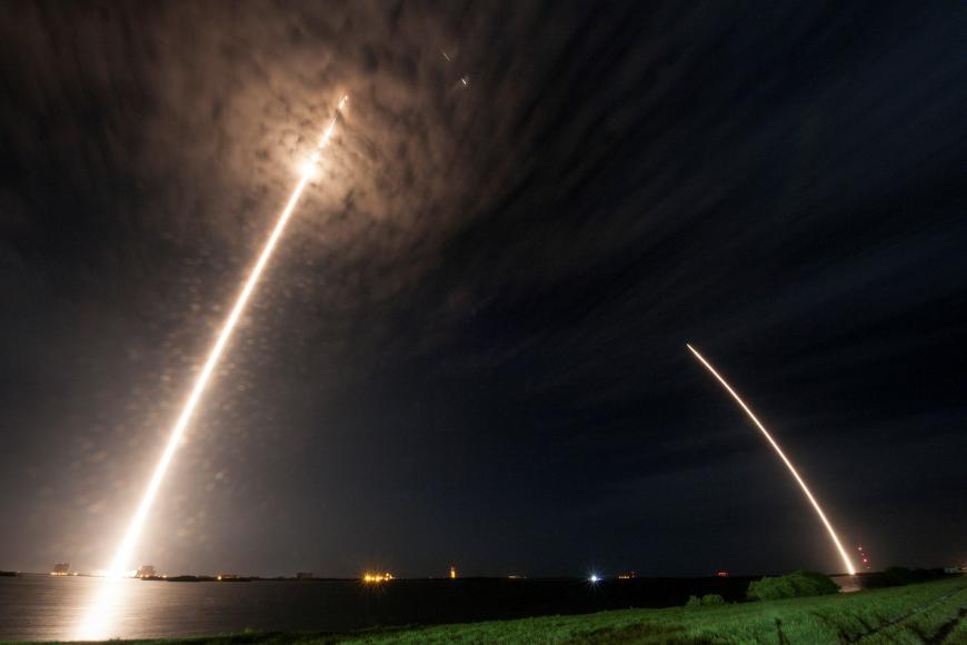 Falcon 9 launching the SpaceX Dragon capsule into orbit