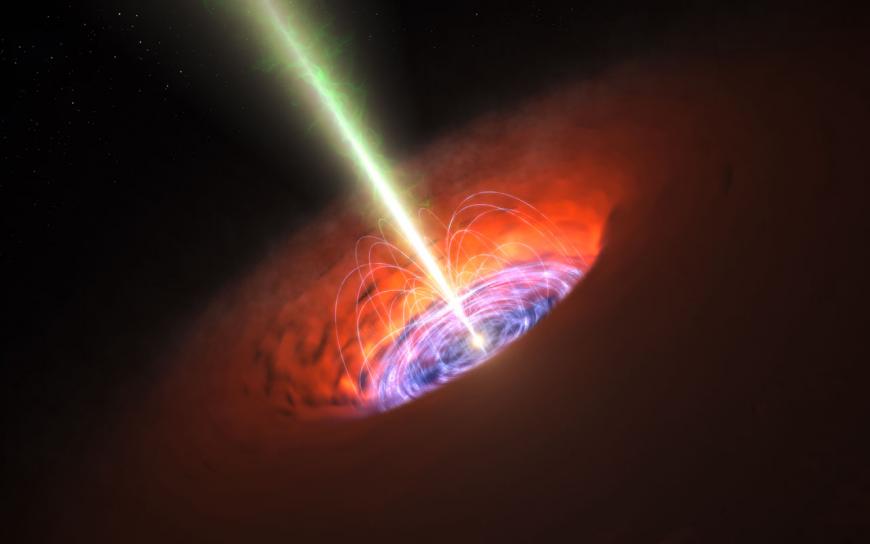 Artist’s impression of a supermassive black hole at the centre of a galaxy