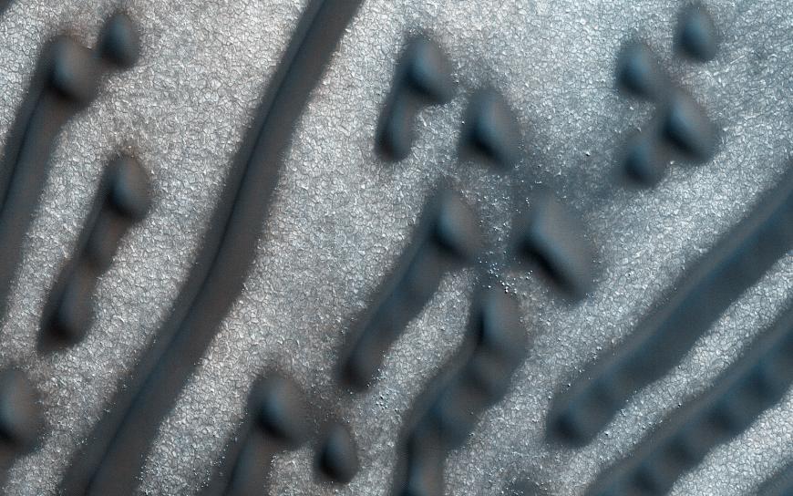 Sand dunes on Mars that appear to spell out Morse Code