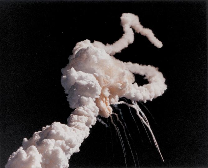 Tragedy: Challenger exploded shortly after launch from the Kennedy Space Centre.