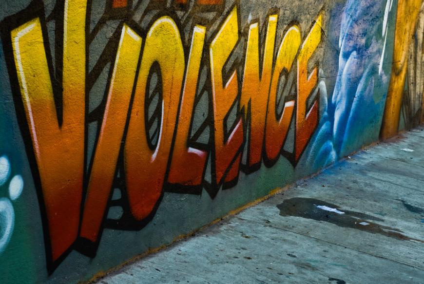 Graffiti spelling out the word &quot;Violence&quot;