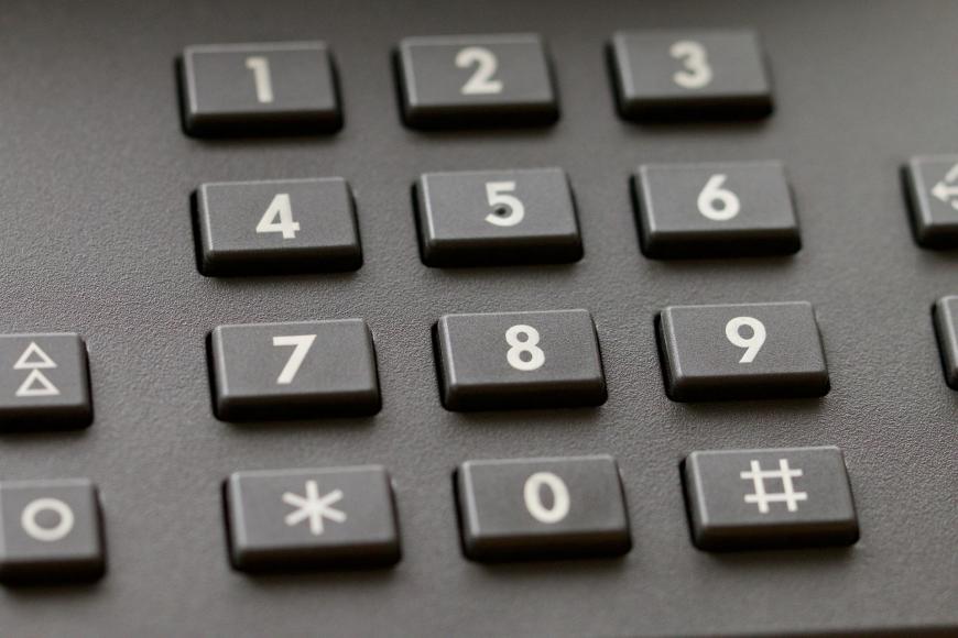 Number pad on a telephone