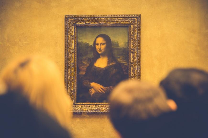 The Mona Lisa on display at the Louvre in Paris