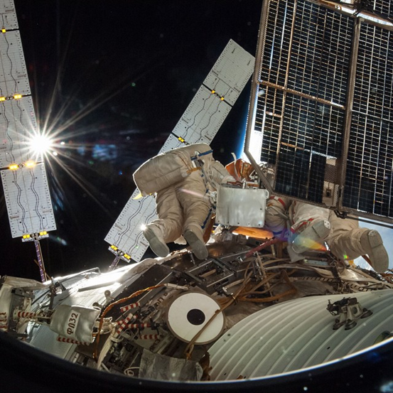 Astronauts working outside the ISS