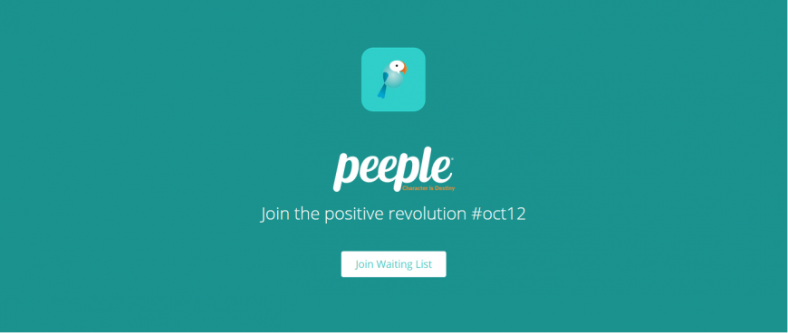 Screenshot of the homepage for the Peeple app