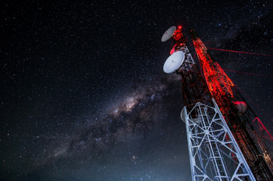 Radio tower against a starry sky