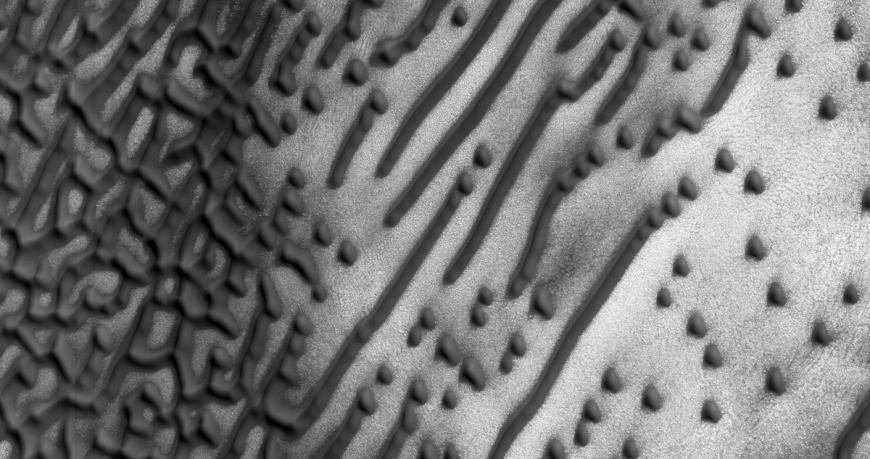 Sand dunes on Mars that appear to spell out Morse Code