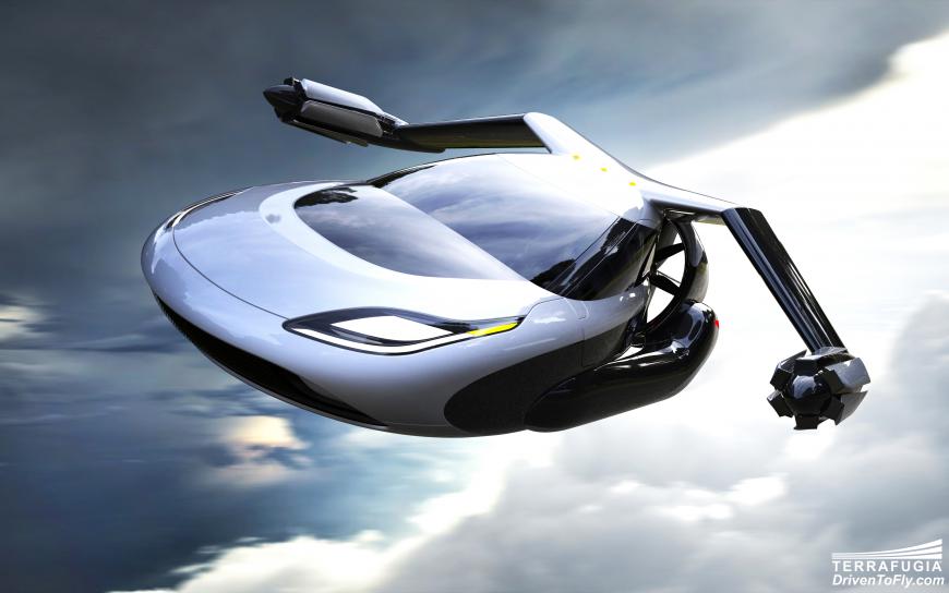 Computer generated image of Terrafugia&#039;s TF-X prototype: a flying car