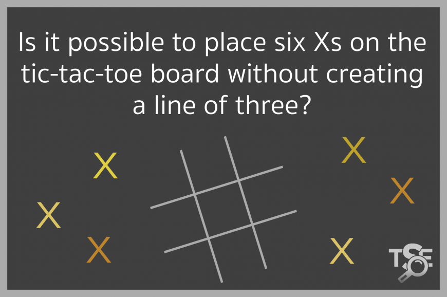 Is it possible to place six Xs on a tic-tac-toe board without creating a line of three?