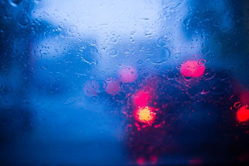 rainin on a car windshield
