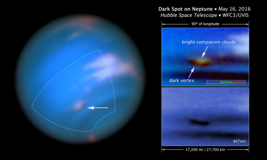 Hubble Confirms New Dark Spot on Neptune