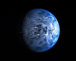 Artist&#039;s concept of the blue exoplanet HD 189733 b