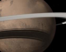 Artist&#039;s impression of a ring around the planet Mars