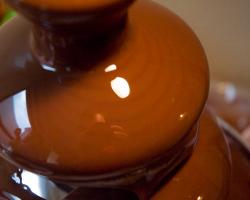 Chocolate fountain, close-up photograph
