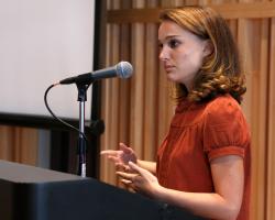 Natalie Portman speaking at Columbia University