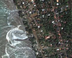 Satellite imagery of Kalutara Beach after a tsunami