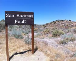Sign at the site of the San Andreas fault