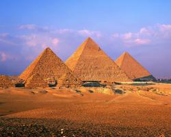 Egyptian pyramids, blue sky
