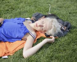 Woman sleeping on the grass