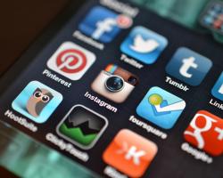 Instagram and other social media apps on a smartphone screen