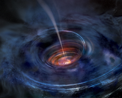 Artist&#039;s rendering of an accretion disk around a supermassive black hole