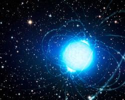  Artist&#039;s conception of a powerful magnetar in a star cluster.