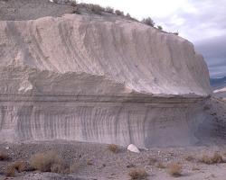 Bishop Tuff, an outcrop in California is evidence of an ancient volcanic eruption