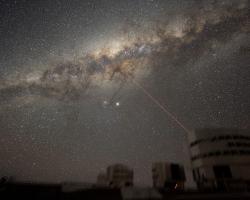 The center of the Milky Way, marked by a laser. 