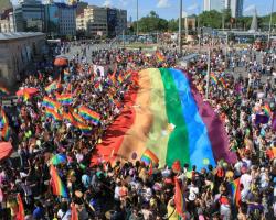 Gay pride parade in 2011 at Taksim Square, Istanbul, Turkey.