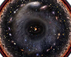 Circular image of galaxies and stars
