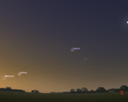 Five planets appear in the night sky