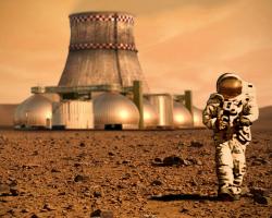 Artist&#039;s impression of an astronaut on the surface of Mars