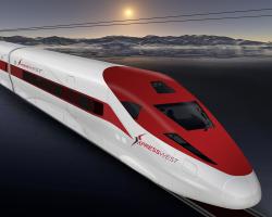 Artist&#039;s impression of the proposed XpressWest bullet train